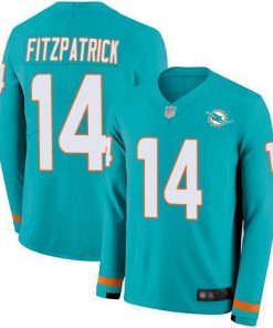 Nike Miami Dolphins #14 Ryan Fitzpatrick Aqua Green Team Color Men's Stitched NFL Limited Therma Long Sleeve Jersey Men's