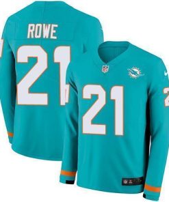 Nike Miami Dolphins #21 Eric Rowe Aqua Green Team Color Men's Stitched NFL Limited Therma Long Sleeve Jersey Men's