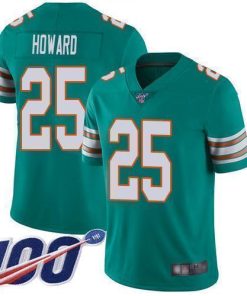 Nike Miami Dolphins #25 Xavien Howard Aqua Green Alternate Men's Stitched NFL 100th Season Vapor Limited Jersey Men's