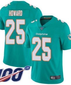Nike Miami Dolphins #25 Xavien Howard Aqua Green Team Color Men's Stitched NFL 100th Season Vapor Limited Jersey Men's
