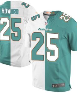 Nike Miami Dolphins #25 Xavien Howard Aqua Green/White Men's Stitched NFL Elite Split Jersey Men's