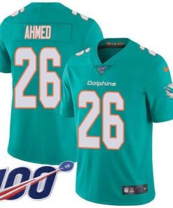 Nike Miami Dolphins #26 Salvon Ahmed Aqua Green Team Color Men's Stitched NFL 100th Season Vapor Untouchable Limited Jersey Men's