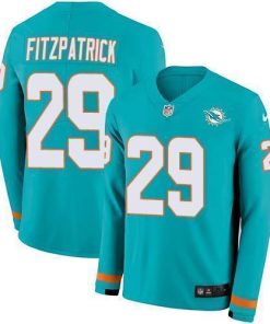 Nike Miami Dolphins #29 Minkah Fitzpatrick Aqua Green Team Color Men's Stitched NFL Limited Therma Long Sleeve Jersey Men's