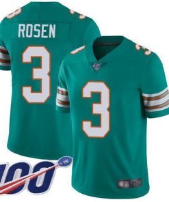 Nike Miami Dolphins #3 Josh Rosen Aqua Green Alternate Men's Stitched NFL 100th Season Vapor Limited Jersey Men's