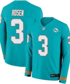 Nike Miami Dolphins #3 Josh Rosen Aqua Green Team Color Men's Stitched NFL Limited Therma Long Sleeve Jersey Men's