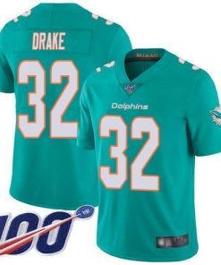 Nike Miami Dolphins #32 Kenyan Drake Aqua Green Team Color Men's Stitched NFL 100th Season Vapor Limited Jersey Men's