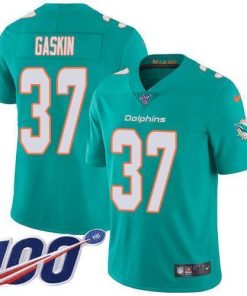 Nike Miami Dolphins #37 Myles Gaskin Aqua Green Team Color Men's Stitched NFL 100th Season Vapor Untouchable Limited Jersey Men's
