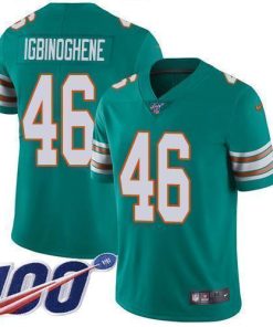 Nike Miami Dolphins #46 Noah Igbinoghene Aqua Green Alternate Men's Stitched NFL 100th Season Vapor Untouchable Limited Jersey Men's