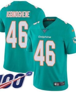 Nike Miami Dolphins #46 Noah Igbinoghene Aqua Green Team Color Men's Stitched NFL 100th Season Vapor Untouchable Limited Jersey Men's