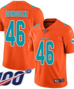 Nike Miami Dolphins #46 Noah Igbinoghene Orange Men's Stitched NFL Limited Inverted Legend 100th Season Jersey Men's