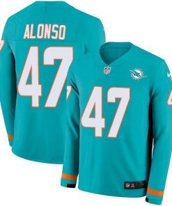 Nike Miami Dolphins #47 Kiko Alonso Aqua Green Team Color Men's Stitched NFL Limited Therma Long Sleeve Jersey Men's