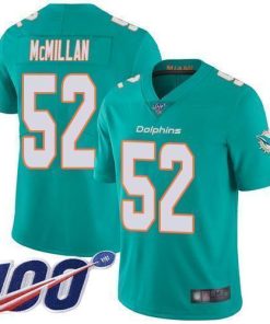 Nike Miami Dolphins #52 Raekwon McMillan Aqua Green Team Color Men's Stitched NFL 100th Season Vapor Limited Jersey Men's