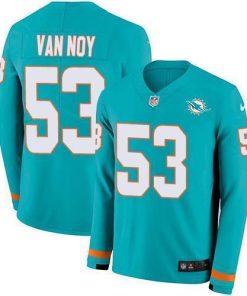 Nike Miami Dolphins #53 Kyle Van Noy Aqua Green Team Color Men's Stitched NFL Limited Therma Long Sleeve Jersey Men's