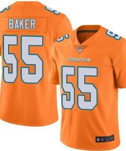 Nike Miami Dolphins #55 Jerome Baker Orange Men's Stitched NFL Limited Rush Jersey Men's