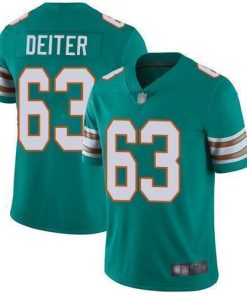 Nike Miami Dolphins #63 Michael Deiter Aqua Green Alternate Men's Stitched NFL Vapor Untouchable Limited Jersey Men's