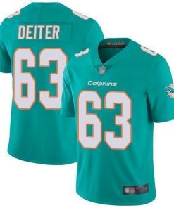 Nike Miami Dolphins #63 Michael Deiter Aqua Green Team Color Men's Stitched NFL Vapor Untouchable Limited Jersey Men's