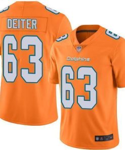Nike Miami Dolphins #63 Michael Deiter Orange Men's Stitched NFL Limited Rush Jersey Men's