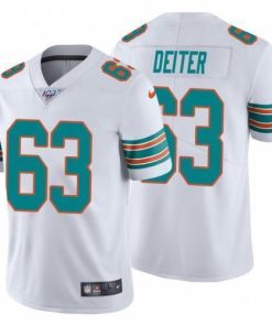 Nike Miami Dolphins #63 Michael Deiter White Alternate Men's Stitched NFL 100th Season Vapor Untouchable Limited Jersey Men's