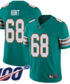 Nike Miami Dolphins #68 Robert Hunt Aqua Green Alternate Men's Stitched NFL 100th Season Vapor Untouchable Limited Jersey Men's