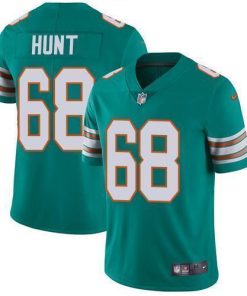 Nike Miami Dolphins #68 Robert Hunt Aqua Green Alternate Men's Stitched NFL Vapor Untouchable Limited Jersey Men's