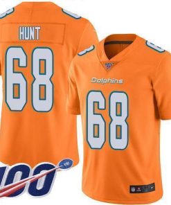 Nike Miami Dolphins #68 Robert Hunt Orange Men's Stitched NFL Limited Rush 100th Season Jersey Men's