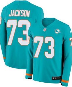 Nike Miami Dolphins #73 Austin Jackson Aqua Green Team Color Men's Stitched NFL Limited Therma Long Sleeve Jersey Men's