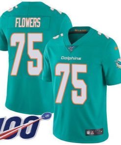 Nike Miami Dolphins #75 Ereck Flowers Aqua Green Team Color Men's Stitched NFL 100th Season Vapor Untouchable Limited Jersey Men's