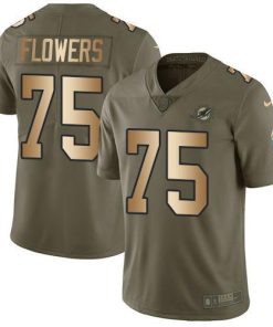 Nike Miami Dolphins #75 Ereck Flowers Olive/Gold Men's Stitched NFL Limited 2017 Salute To Service Jersey Men's