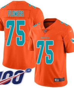 Nike Miami Dolphins #75 Ereck Flowers Orange Men's Stitched NFL Limited Inverted Legend 100th Season Jersey Men's