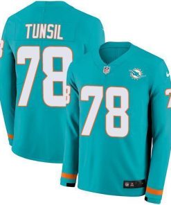 Nike Miami Dolphins #78 Laremy Tunsil Aqua Green Team Color Men's Stitched NFL Limited Therma Long Sleeve Jersey Men's