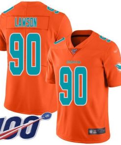 Nike Miami Dolphins #90 Shaq Lawson Orange Men's Stitched NFL Limited Inverted Legend 100th Season Jersey Men's