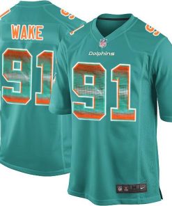 Nike Miami Dolphins #91 Cameron Wake Aqua Green Team Color Men's Stitched NFL Limited Strobe Jersey Men's