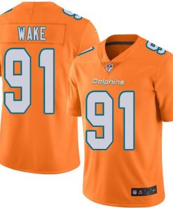 Nike Miami Dolphins #91 Cameron Wake Orange Men's Stitched NFL Limited Rush Jersey Men's