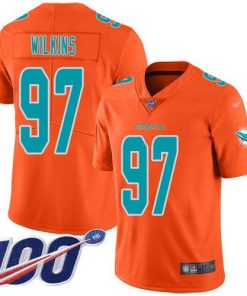 Nike Miami Dolphins #97 Christian Wilkins Orange Men's Stitched NFL Limited Inverted Legend 100th Season Jersey Men's