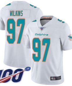 Nike Miami Dolphins #97 Christian Wilkins White Men's Stitched NFL 100th Season Vapor Limited Jersey Men's