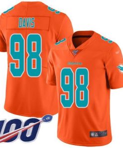 Nike Miami Dolphins #98 Raekwon Davis Orange Men's Stitched NFL Limited Inverted Legend 100th Season Jersey Men's