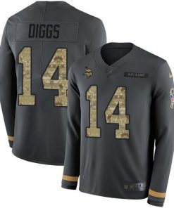 Nike Minnesota Vikings #14 Stefon Diggs Anthracite Salute to Service Men's Stitched NFL Limited Therma Long Sleeve Jersey Men's
