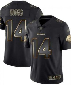 Nike Minnesota Vikings #14 Stefon Diggs Black/Gold Men's Stitched NFL Vapor Untouchable Limited Jersey Men's