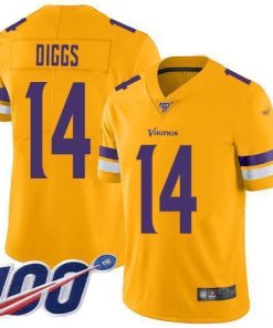 Nike Minnesota Vikings #14 Stefon Diggs Gold Men's Stitched NFL Limited Inverted Legend 100th Season Jersey Men's