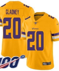 Nike Minnesota Vikings #20 Jeff Gladney Gold Men's Stitched NFL Limited Inverted Legend 100th Season Jersey Men's