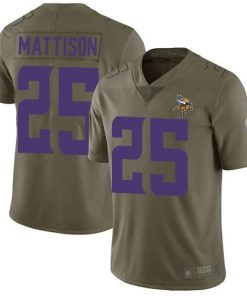 Nike Minnesota Vikings #25 Alexander Mattison Olive Men's Stitched NFL Limited 2017 Salute to Service Jersey Men's