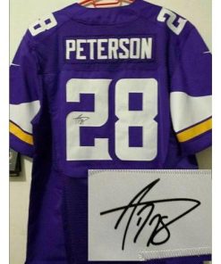 Nike Minnesota Vikings #28 Adrian Peterson Purple Team Color Men's Stitched NFL Elite Autographed Jersey Men's