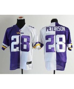 Nike Minnesota Vikings #28 Adrian Peterson Purple/White Men's Stitched NFL Elite Split Jersey Men's