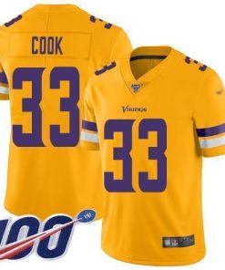 Nike Minnesota Vikings #33 Dalvin Cook Gold Men's Stitched NFL Limited Inverted Legend 100th Season Jersey Men's