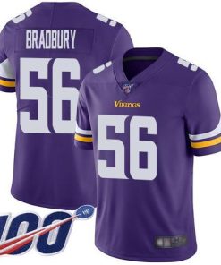 Nike Minnesota Vikings #56 Garrett Bradbury Purple Team Color Men's Stitched NFL 100th Season Vapor Limited Jersey Men's