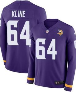 Nike Minnesota Vikings #64 Josh Kline Purple Team Color Men's Stitched NFL Limited Therma Long Sleeve Jersey Men's