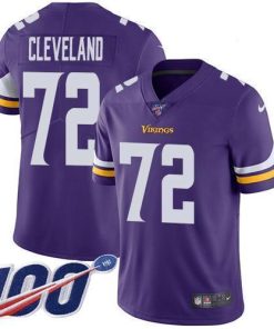 Nike Minnesota Vikings #72 Ezra Cleveland Purple Team Color Men's Stitched NFL 100th Season Vapor Untouchable Limited Jersey Men's