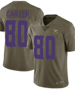 Nike Minnesota Vikings #80 Cris Carter Olive Men's Stitched NFL Limited 2017 Salute to Service Jersey Men's