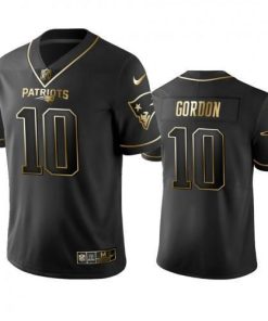 Nike New England Patriots #10 Josh Gordon Black Golden Limited Edition Stitched NFL Jersey Men's
