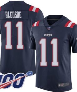 Nike New England Patriots #11 Drew Bledsoe Navy Blue Men's Stitched NFL Limited Rush 100th Season Jersey Men's